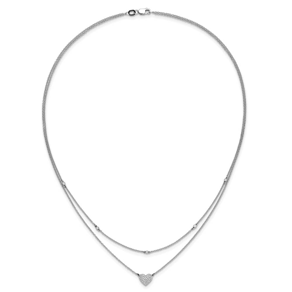 14K White Gold 1/5 Pave Diamond Heart 18 inch Necklace
