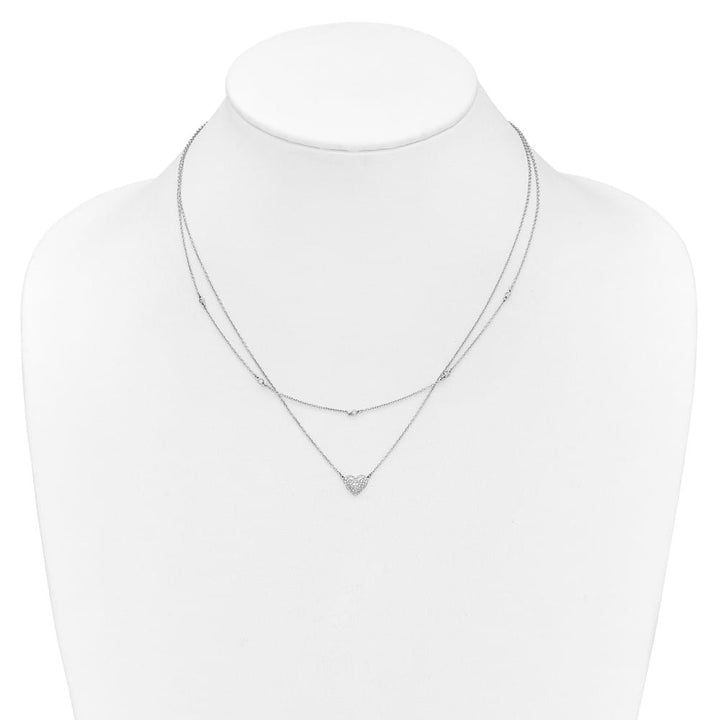 14K White Gold 1/5 Pave Diamond Heart 18 inch Necklace