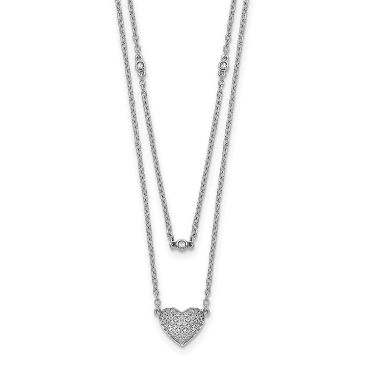 14K White Gold 1/5 Pave Diamond Heart 18 inch Necklace