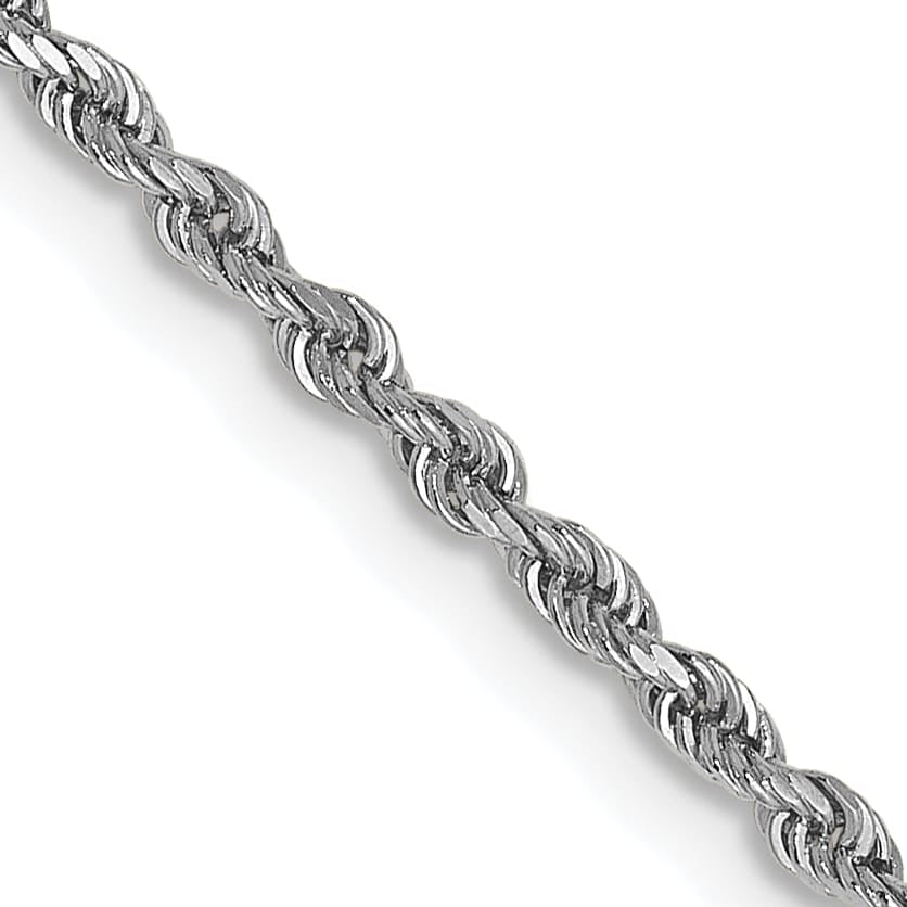 14K White Gold 1.5mm D.C. Rope Chain 24 Inch