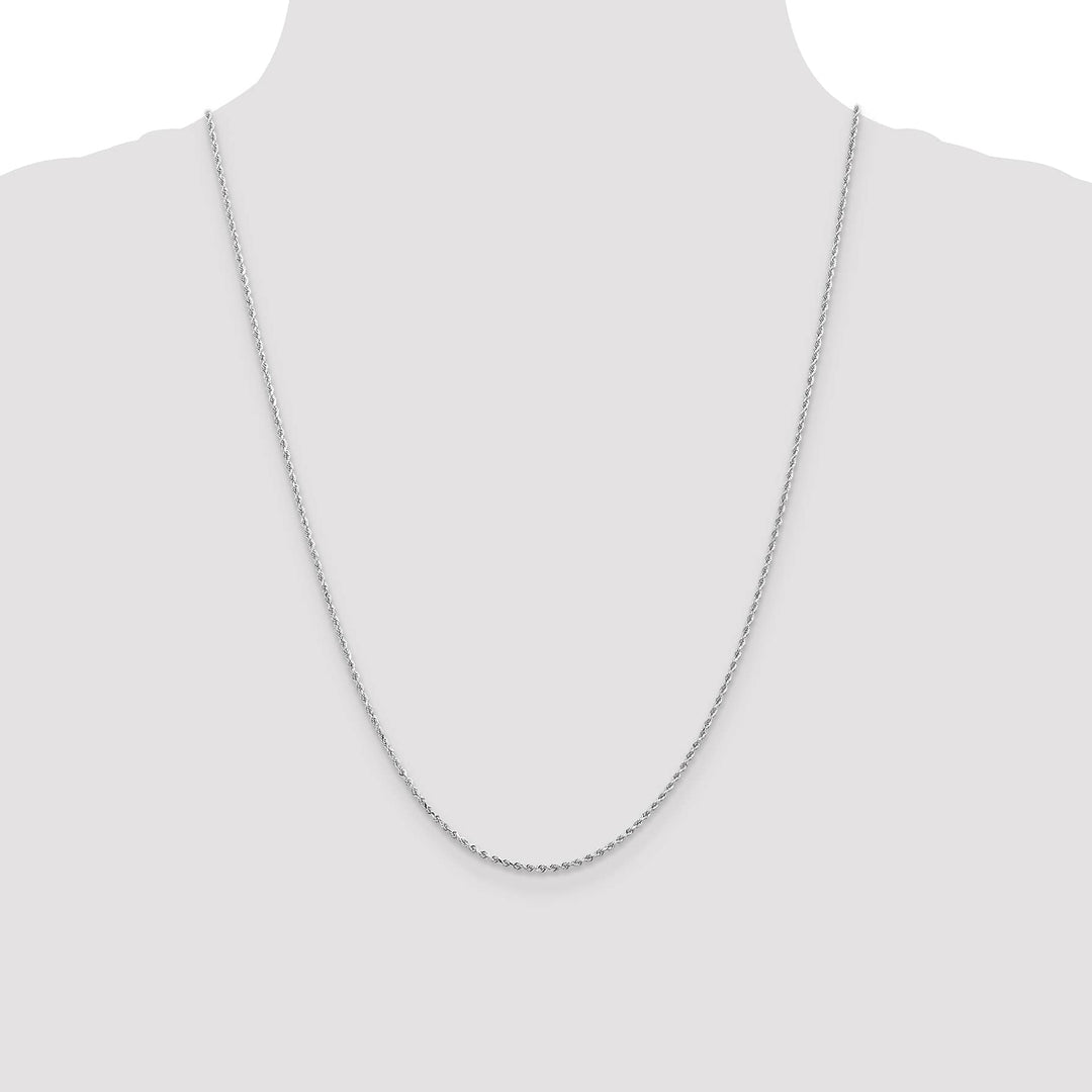 14K White Gold 1.5mm D.C. Rope Chain 24 Inch