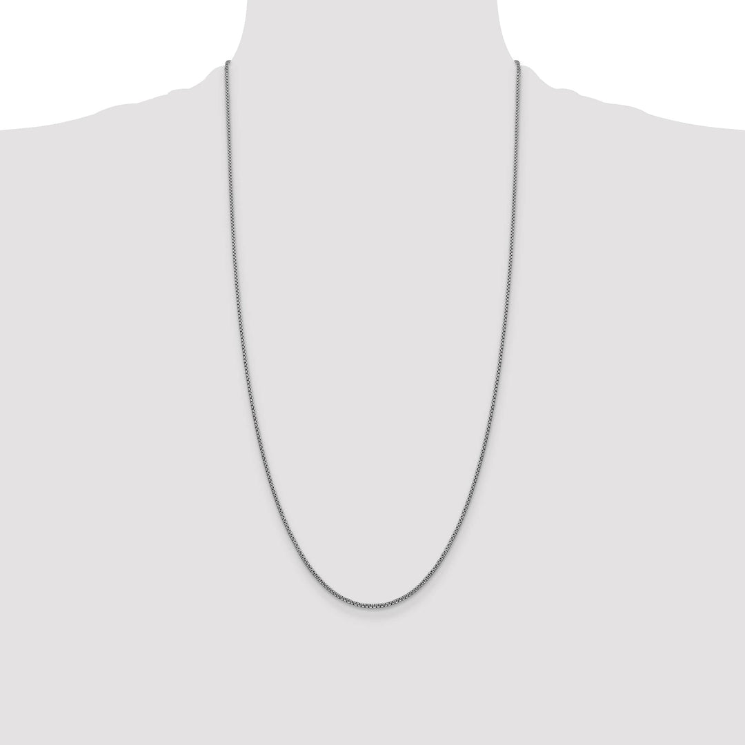 14K White Gold 1.5mm Semi-Solid Round Box Chain
