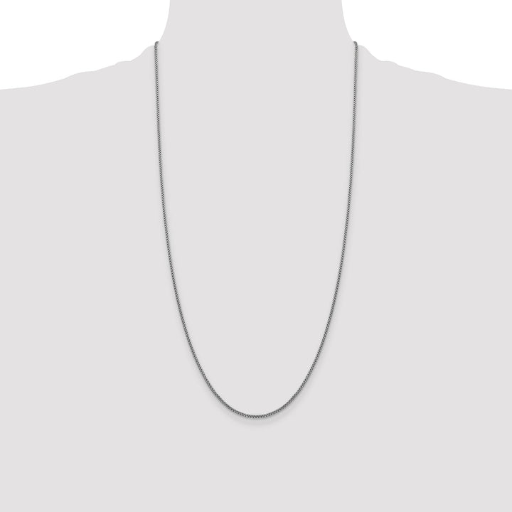 14K White Gold 1.5mm Semi-Solid Round Box Chain