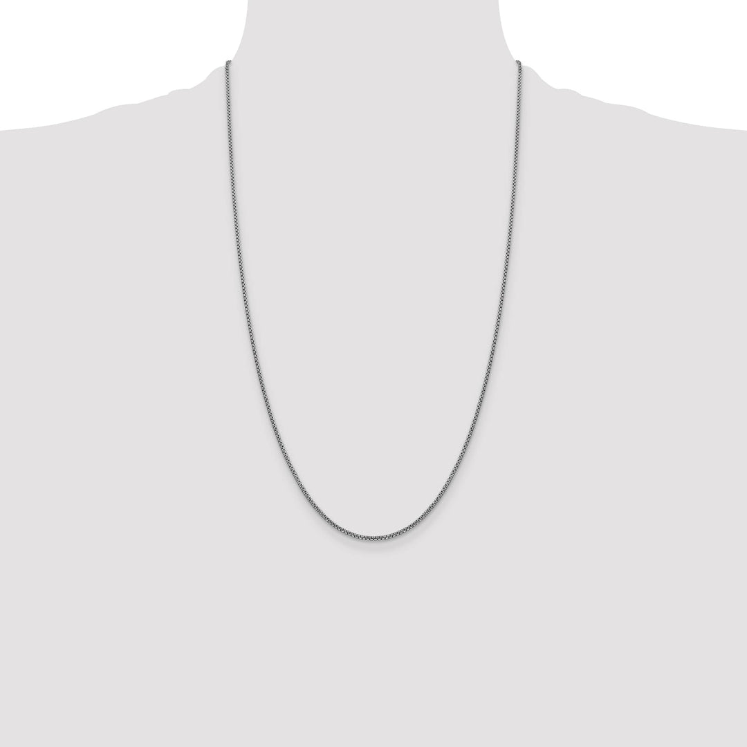 14K White Gold 1.5mm Semi-Solid Round Box Chain