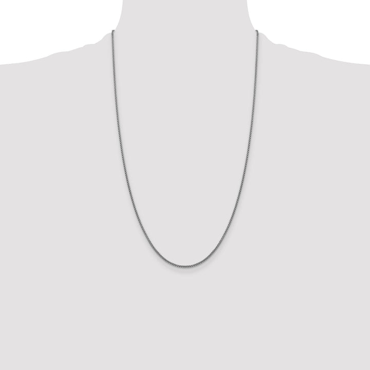 14K White Gold 1.5mm Semi-Solid Round Box Chain