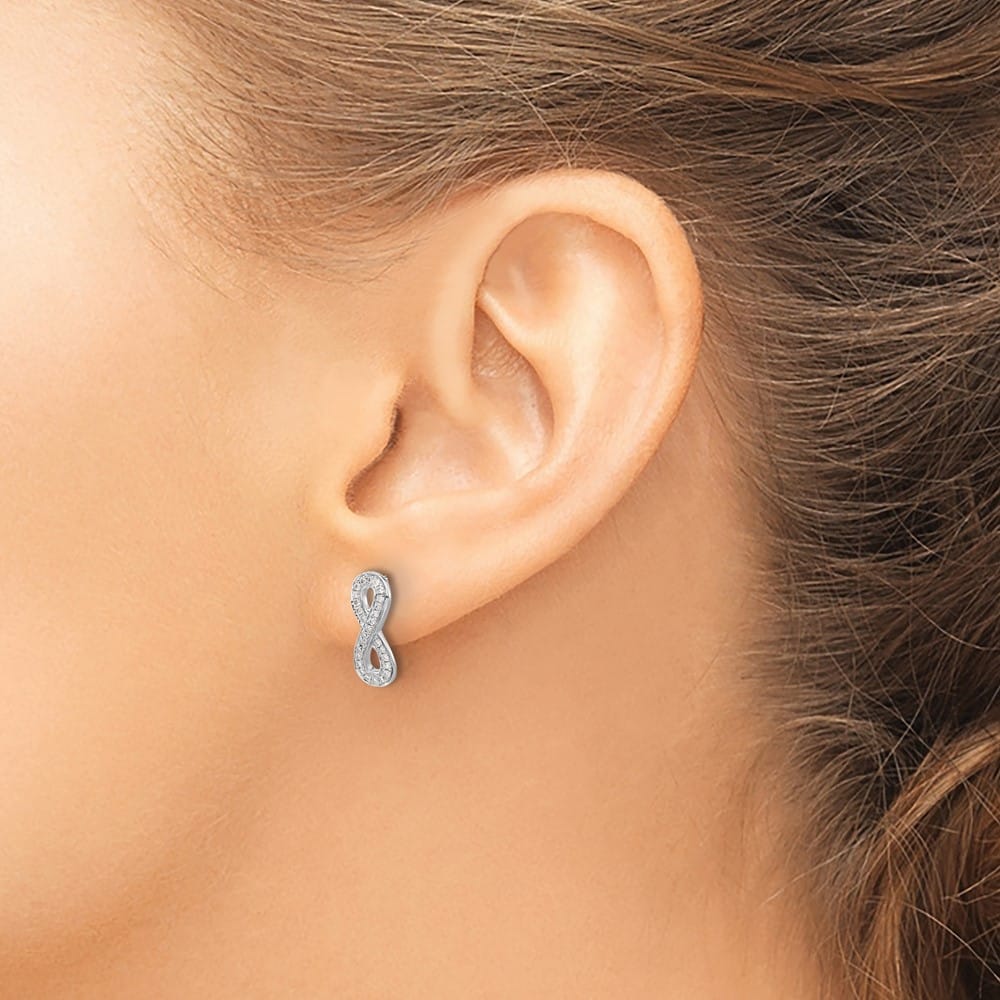 14K White Gold 1/6 carat Diamond Infinity Post Earrings, view 3 of 4