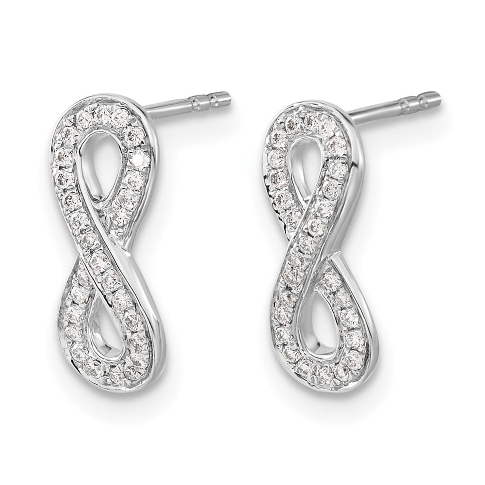 14K White Gold 1/6 carat Diamond Infinity Post Earrings, view 2 of 4