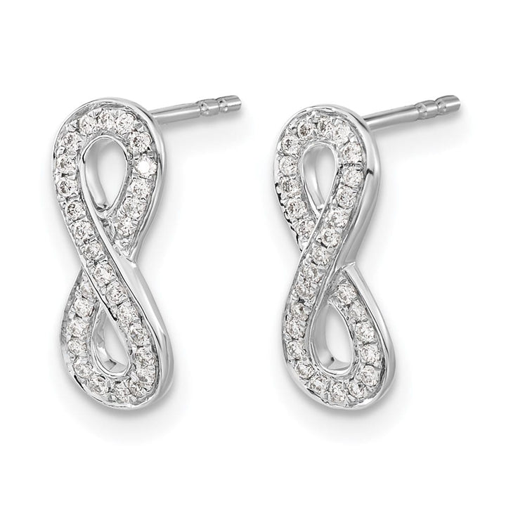 14K White Gold 1/6 carat Diamond Infinity Post Earrings, view 2 of 4
