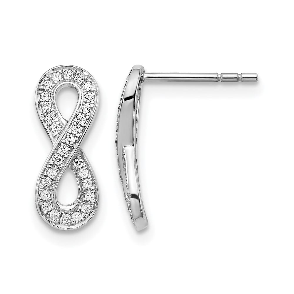 14K White Gold 1/6 carat Diamond Infinity Post Earrings, view 1 of 4