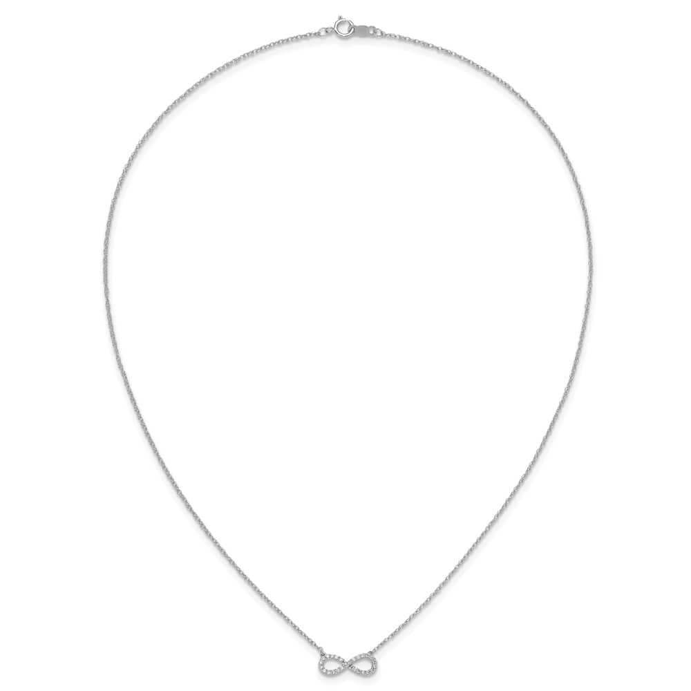 14K White Gold 1/6 carat Diamond Infinity Symbol 18 inch Necklace
