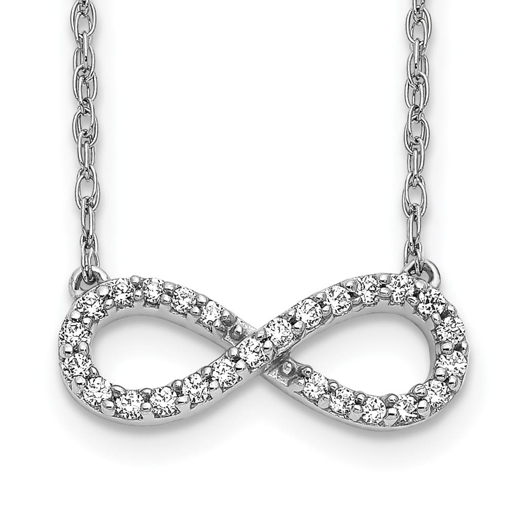 14K White Gold 1/6 carat Diamond Infinity Symbol 18 inch Necklace