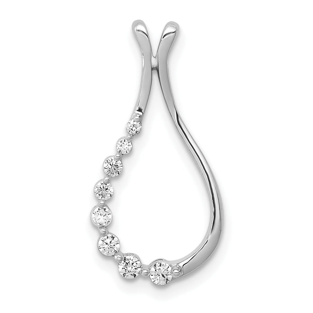 14K White Gold 1/6 carat Lab Grown Diamond Teardrop Slide Pendant
