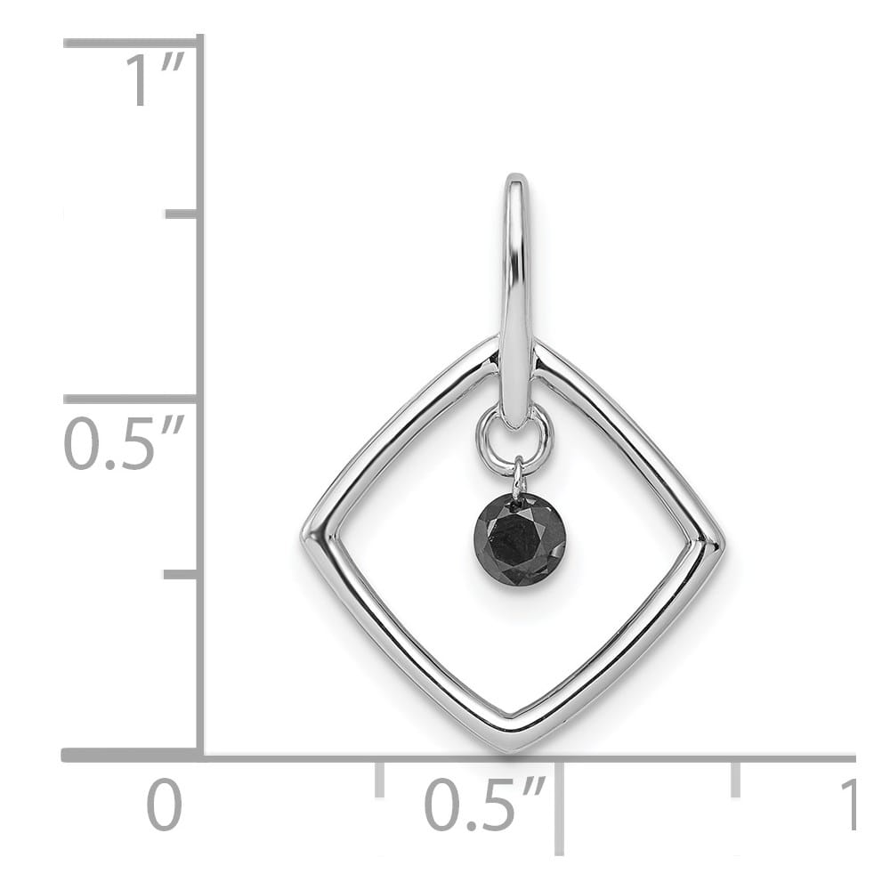 14K White Gold 1/6 ct Black Diamond Dangle Square Pendant