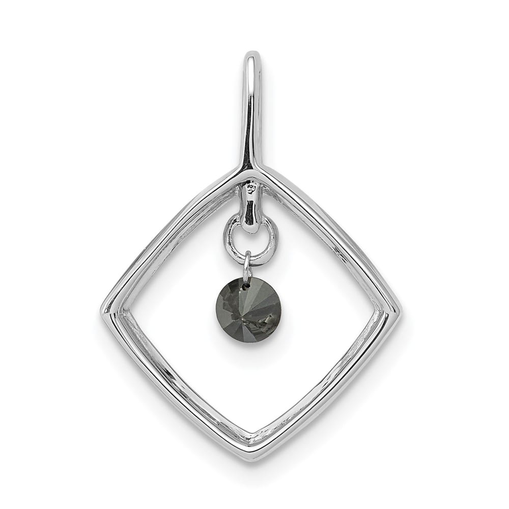 14K White Gold 1/6 ct Black Diamond Dangle Square Pendant