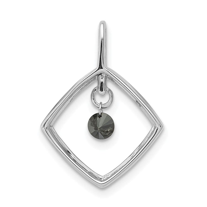 14K White Gold 1/6 ct Black Diamond Dangle Square Pendant