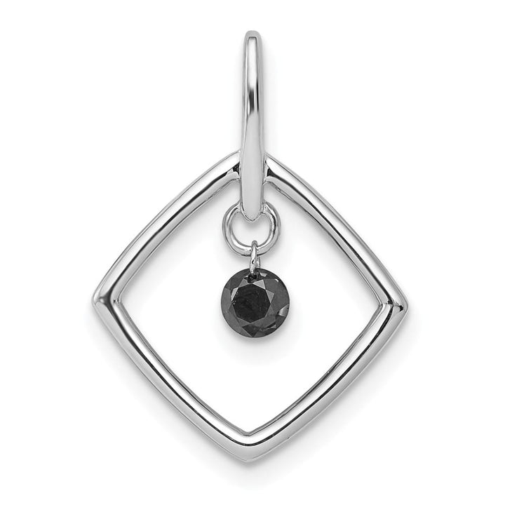 14K White Gold 1/6 ct Black Diamond Dangle Square Pendant