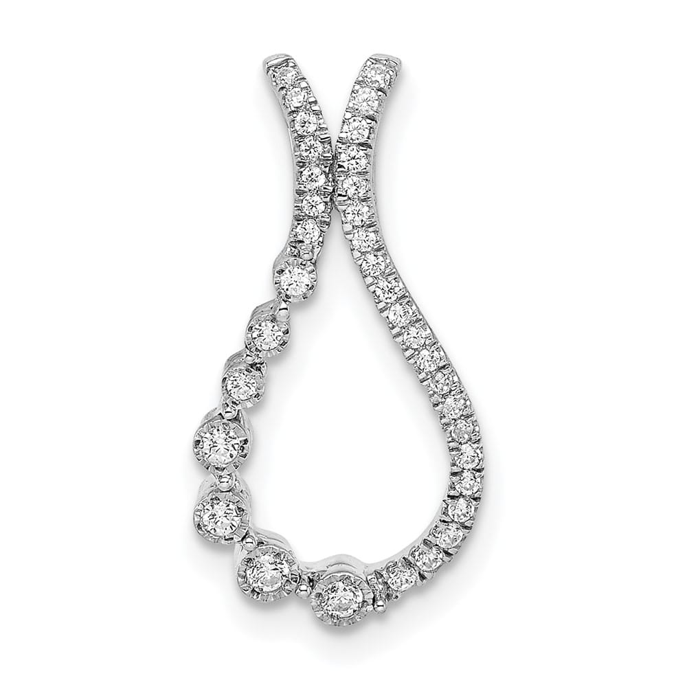 14K White Gold 1/6 ct Diamond Teardrop Chain Slide