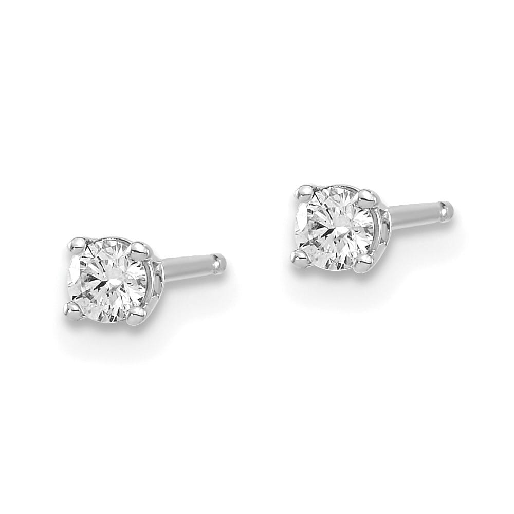 14K White Gold 1/6 ct I1 J-K Diamond Push Back Stud Earrings