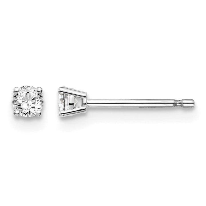 14K White Gold 1/6 ct I1 J-K Diamond Push Back Stud Earrings