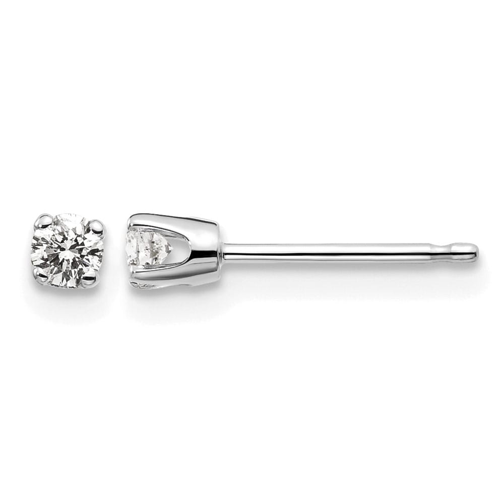 14K White Gold 1/6 ct I2 K-L Diamond Push Back Stud Earrings