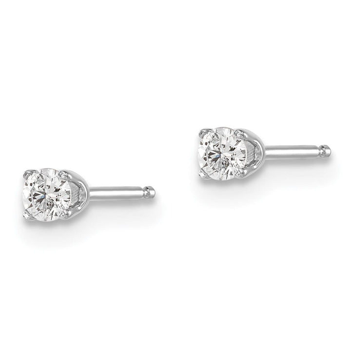 14K White Gold 1/6 ct I2 K-L Diamond Push Back Stud Earrings