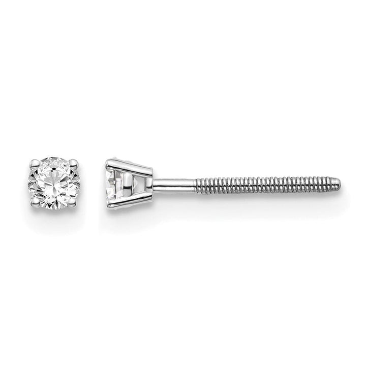 14K White Gold 1/6 ct SI3 G-I Diamond Screw Back Stud Earrings