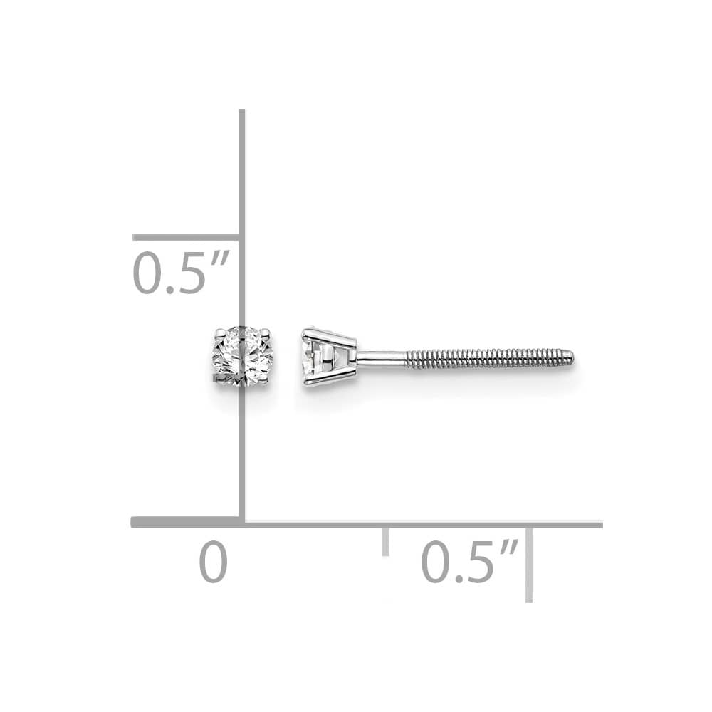 14K White Gold 1/6 ct VS2/SI1 G-I Diamond Screw Back Stud Earrings