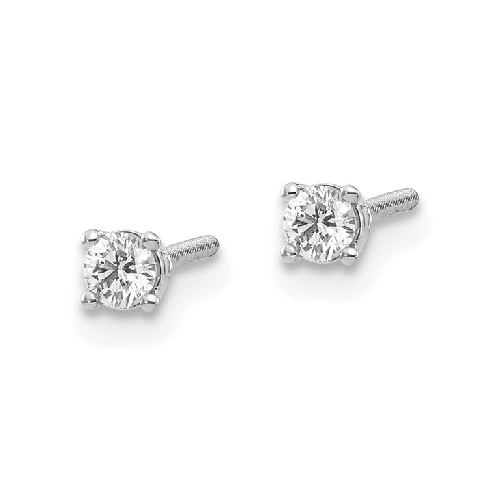 14K White Gold 1/6 ct VS2/SI1 G-I Diamond Screw Back Stud Earrings