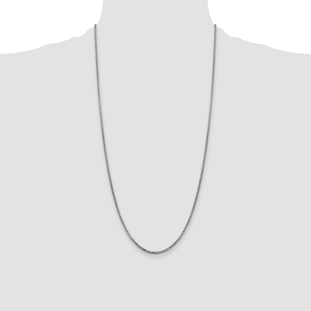14K White Gold 1.75mm Semi-Solid Round Box Chain