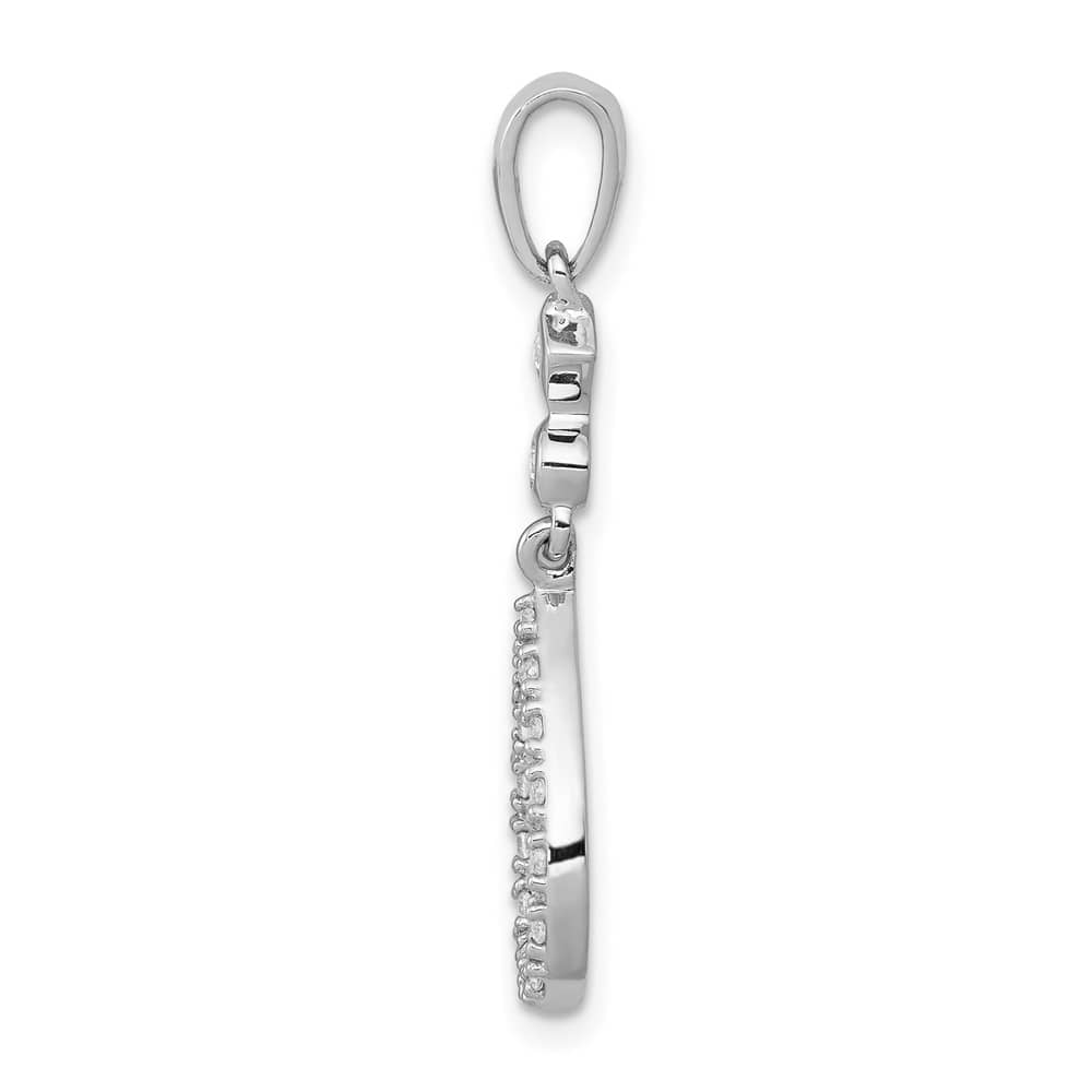 14K White Gold 1/8 ct Diamond Vintage Teardrop Pendant