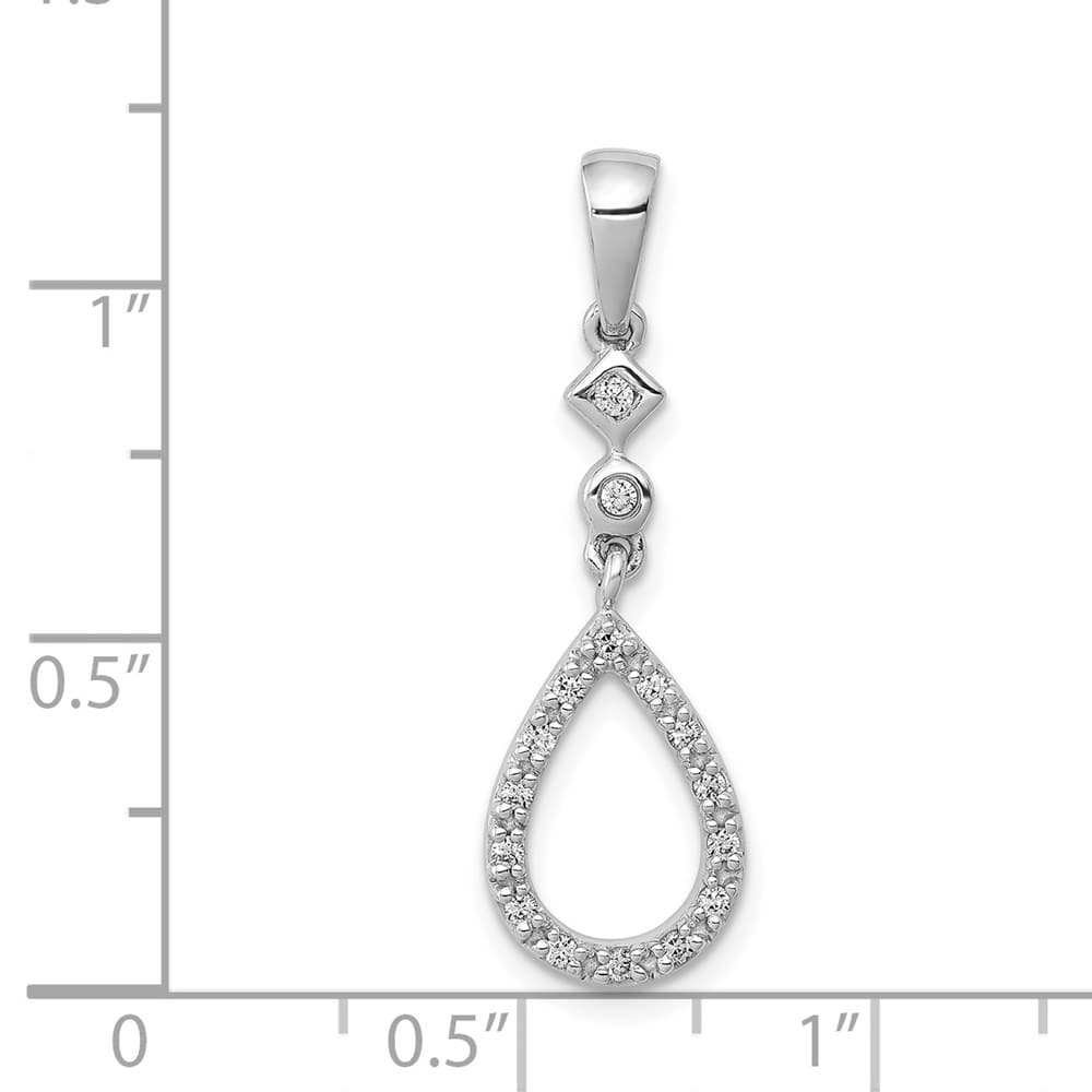 14K White Gold 1/8 ct Diamond Vintage Teardrop Pendant