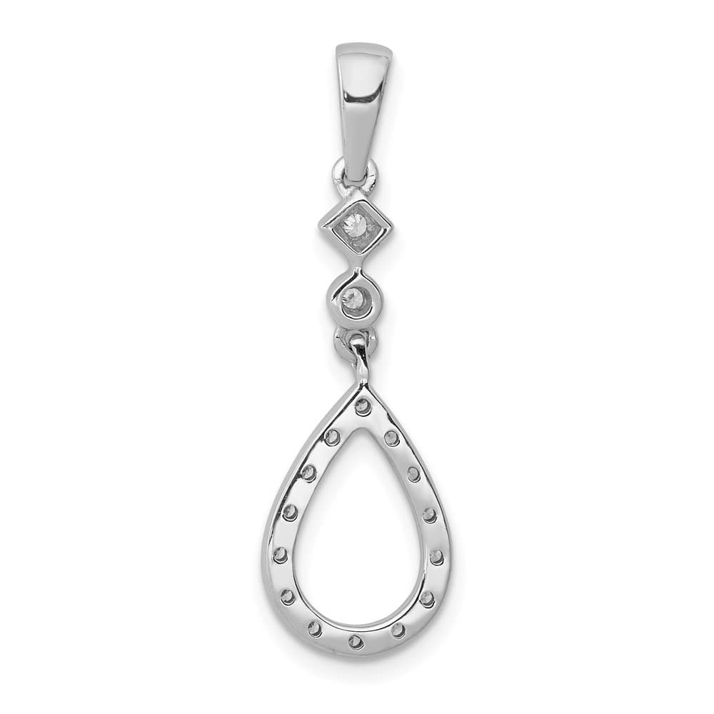 14K White Gold 1/8 ct Diamond Vintage Teardrop Pendant