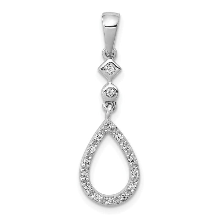14K White Gold 1/8 ct Diamond Vintage Teardrop Pendant