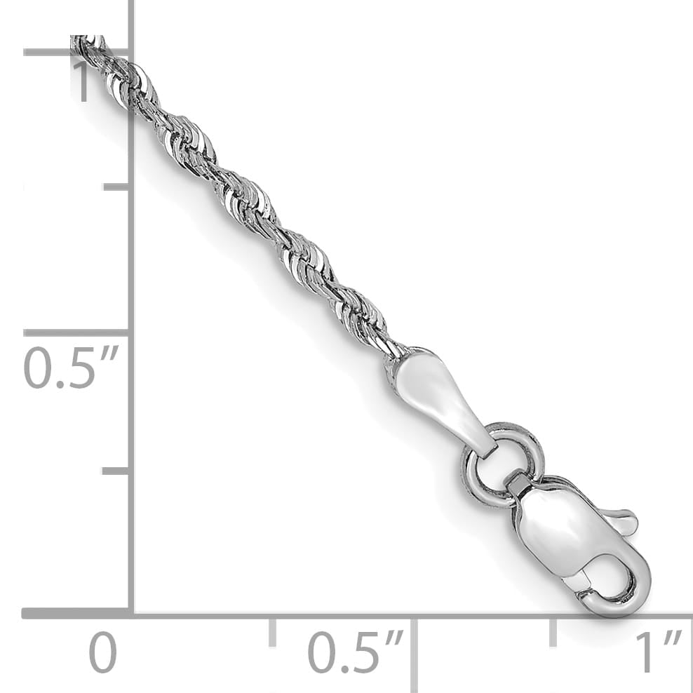 14K White Gold 1.85mm D.C. Quadruple Rope Lobster Clasp Anklet 10 Inch