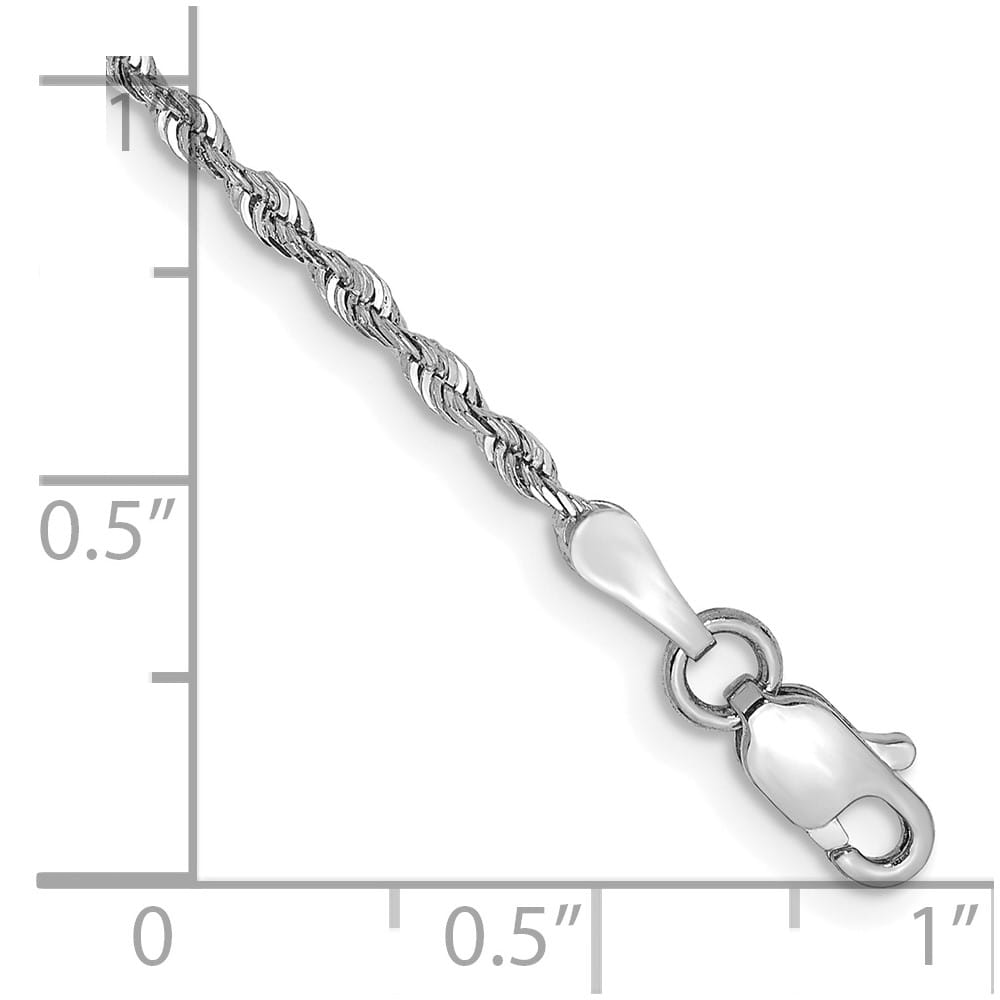 14K White Gold 1.85mm D.C. Quadruple Rope Lobster Clasp Anklet