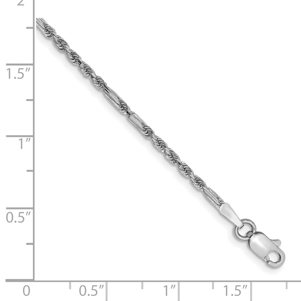 14K White Gold 1.8mm D.C. Milano Rope Anklet