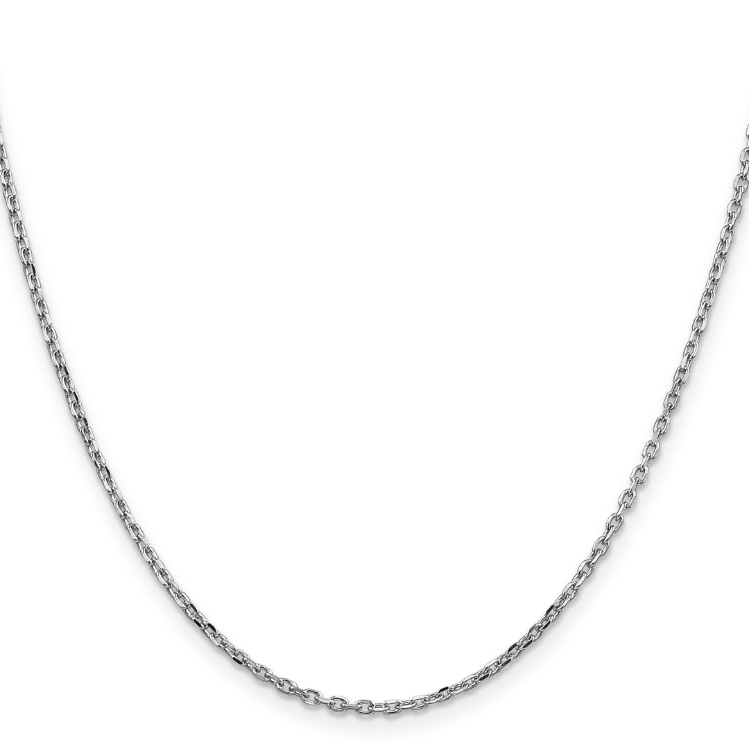 14K White Gold 1.8mm D.C. Round Open Link Cable Chain 26 Inch