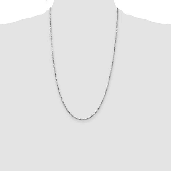 14K White Gold 1.8mm D.C. Round Open Link Cable Chain 26 Inch