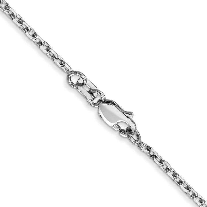 14K White Gold 1.8mm D.C. Round Open Link Cable Chain 26 Inch