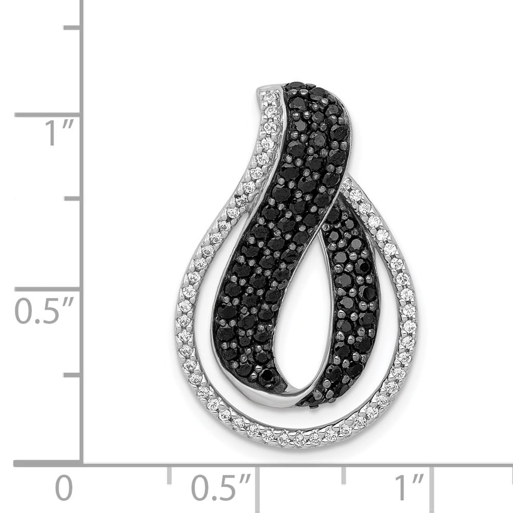 14K White Gold 1 Carat Black and White Diamond Slide