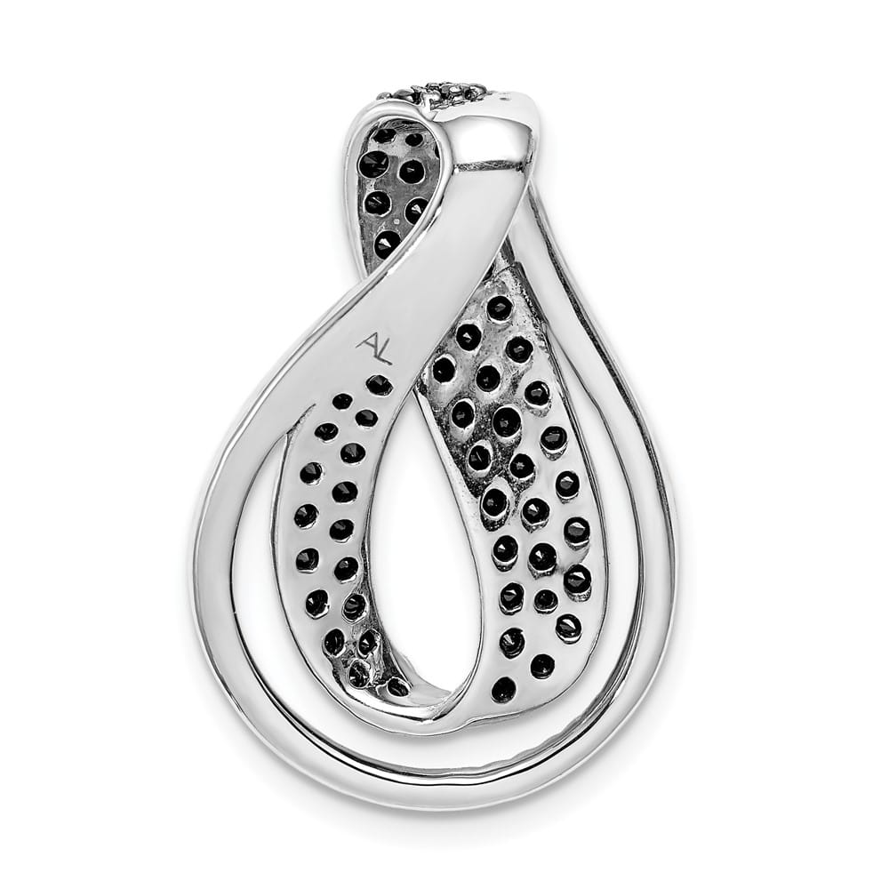 14K White Gold 1 Carat Black and White Diamond Slide