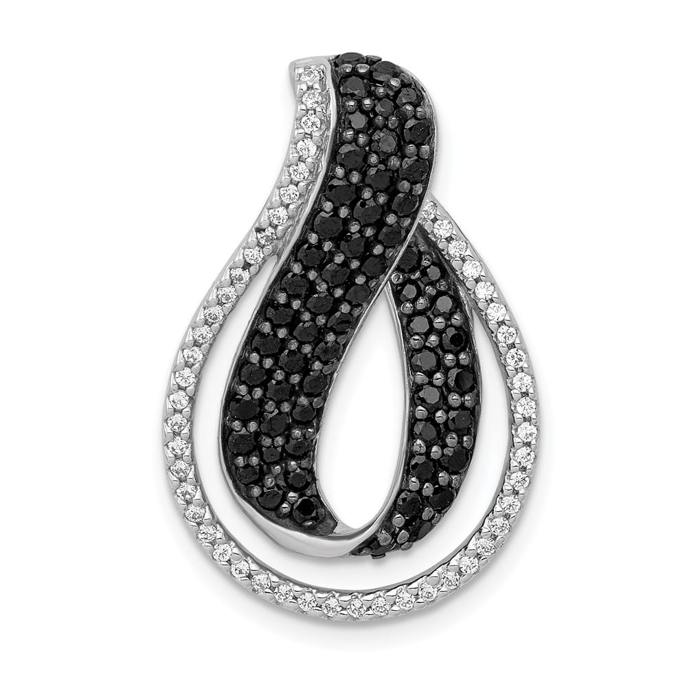 14K White Gold 1 Carat Black and White Diamond Slide