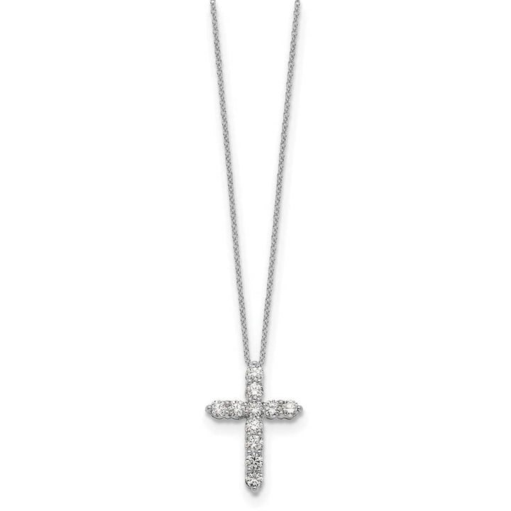 14K White Gold 1 carat Diamond Cross Pendant 18 inch Necklace
