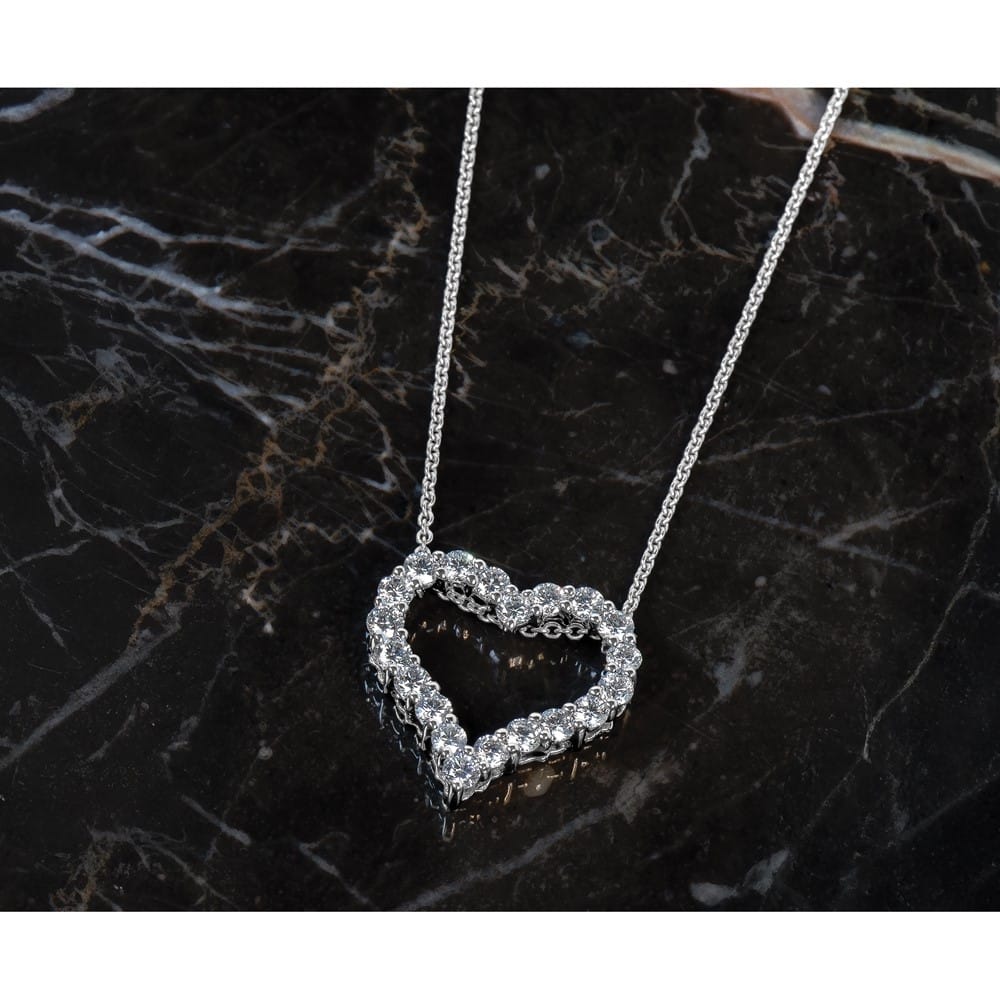 14K White Gold 1 carat Diamond Heart 18 inch Necklace