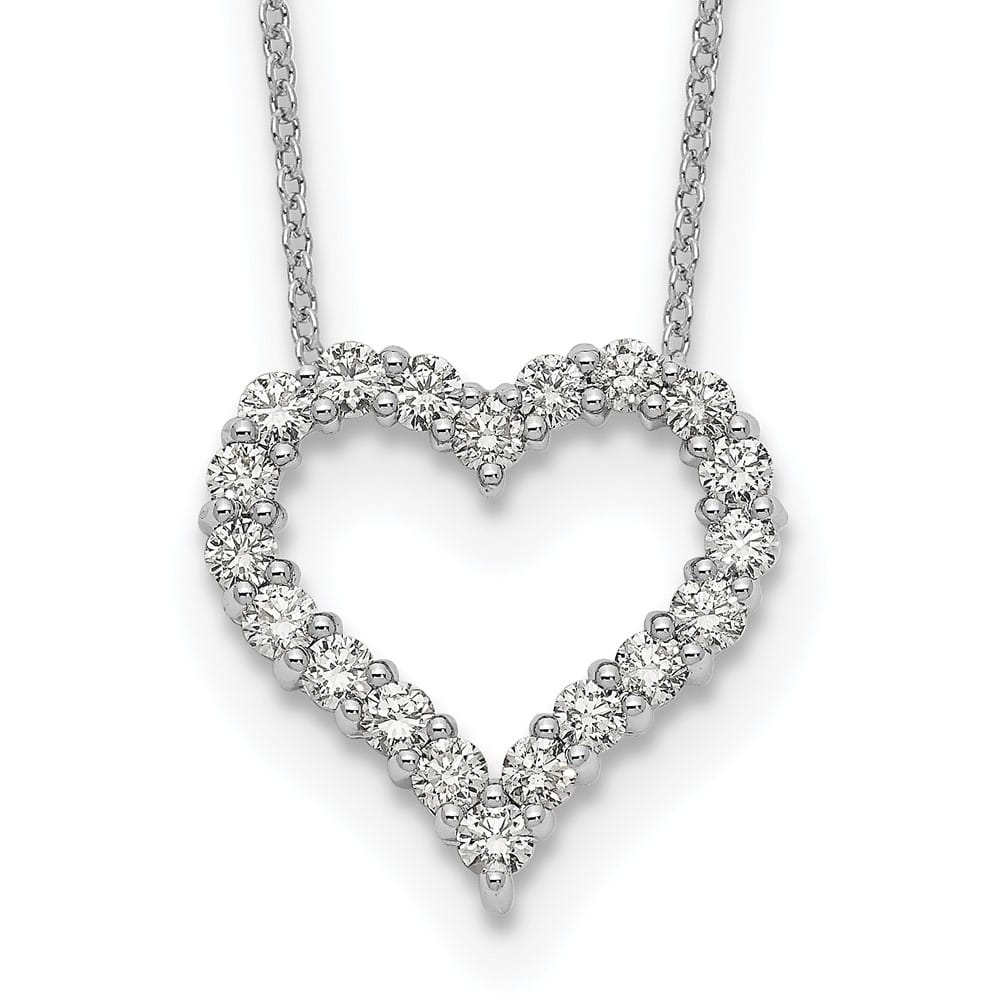 14K White Gold 1 carat Diamond Heart 18 inch Necklace