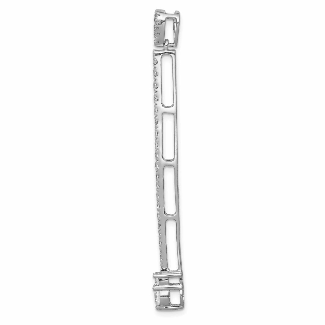 14K White Gold 1 carat Lab Grown Diamond Fashion Bar Slide Pendant