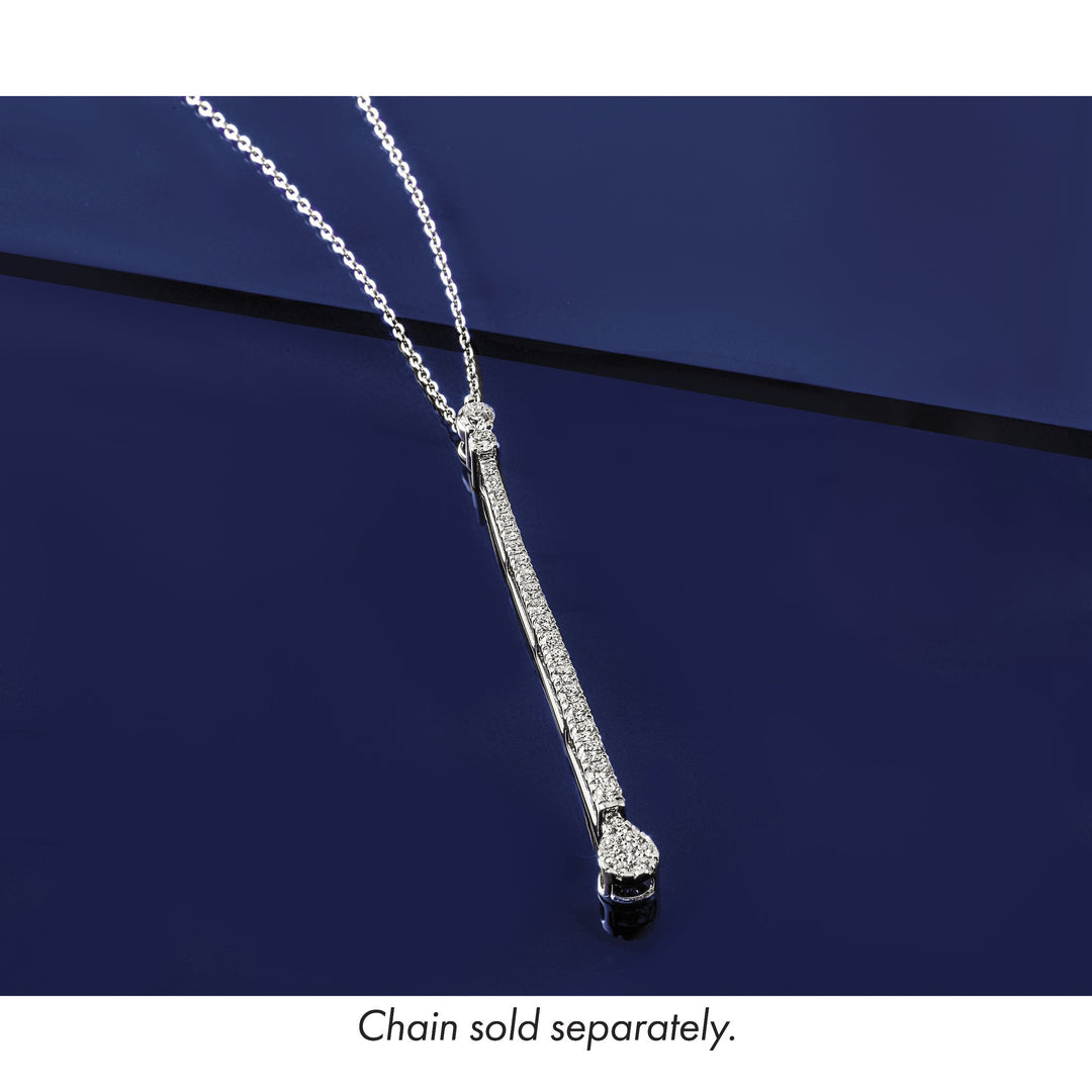 14K White Gold 1 carat Lab Grown Diamond Fashion Bar Slide Pendant