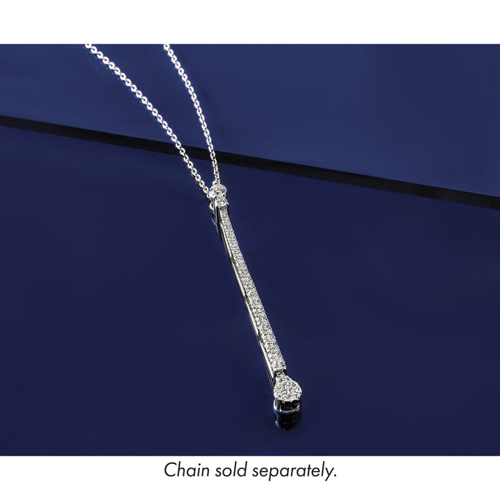 14K White Gold 1 carat Lab Grown Diamond Fashion Bar Slide Pendant