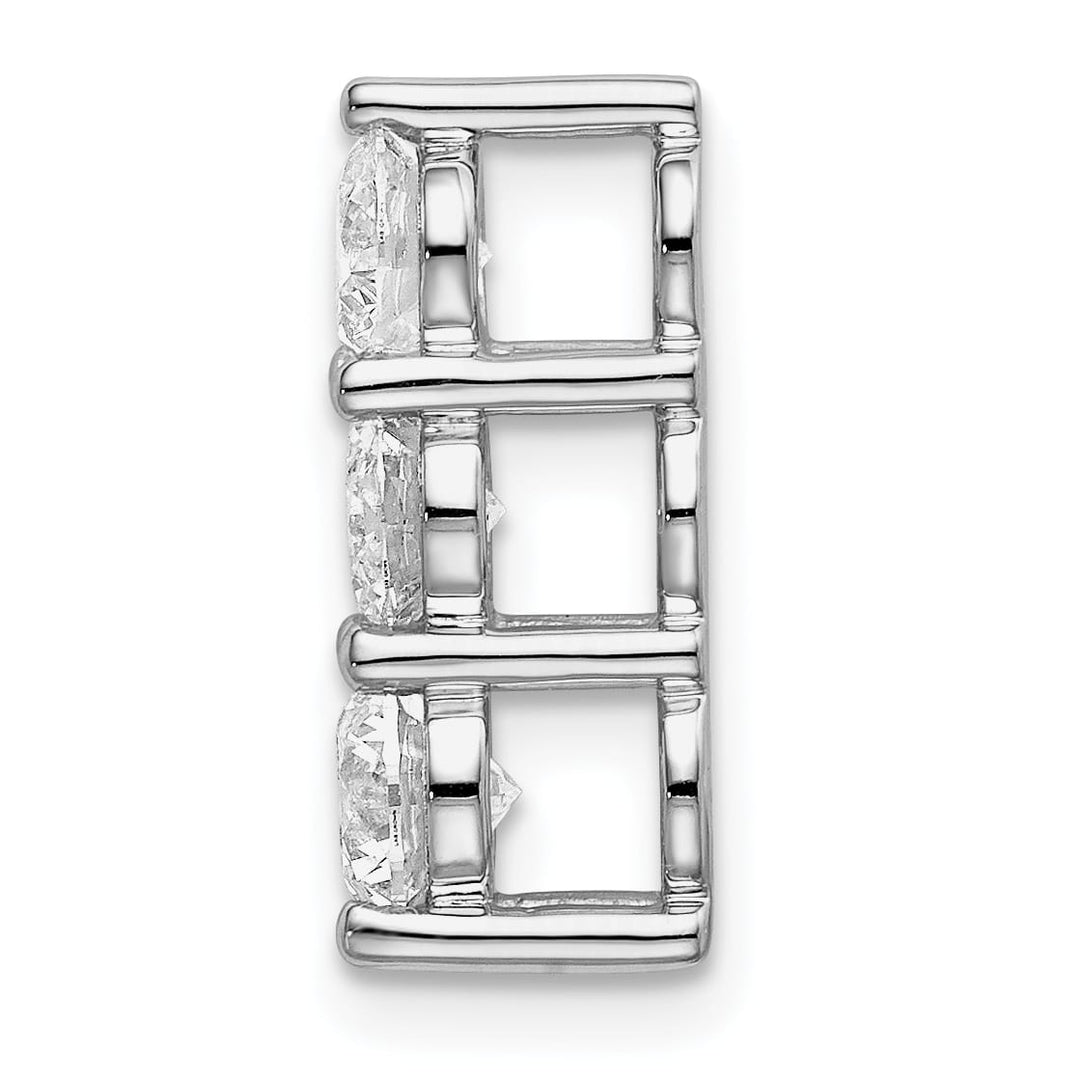 14K White Gold 1 carat Lab Grown Diamond Three Stone Slide Pendant