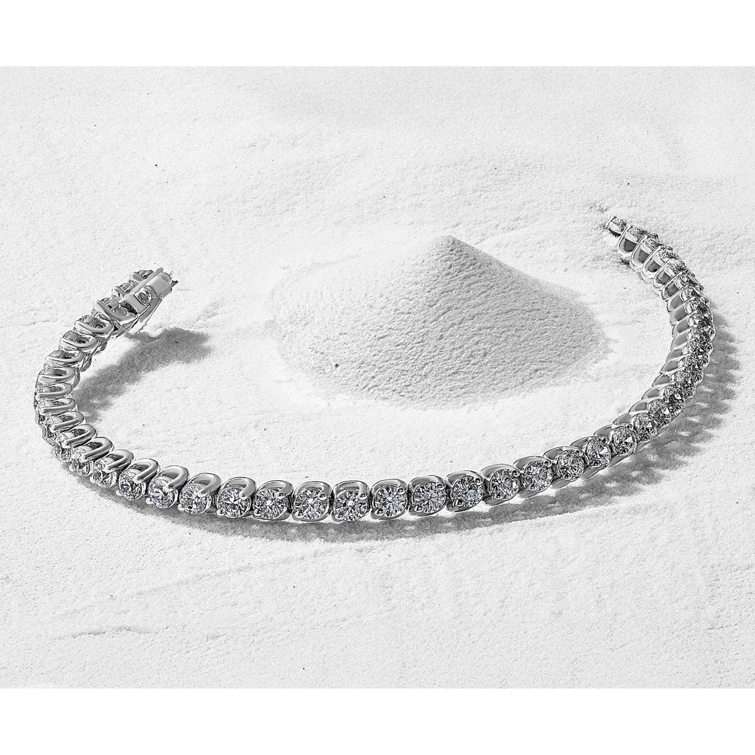 14K White Gold 1 carat Round I1 Diamond 4-prong 7 inch Tennis Bracelet